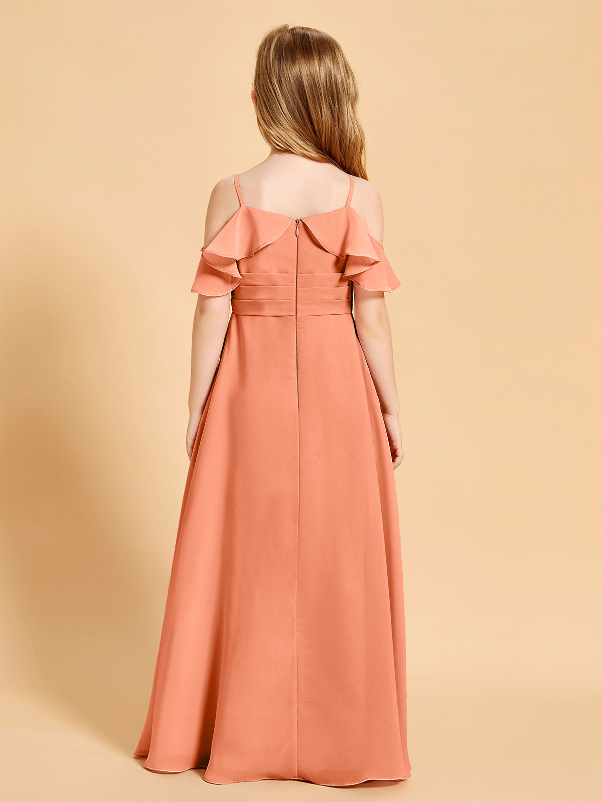 Off-the-Shoulder Bridesmaid Gown for Juniors Papaya